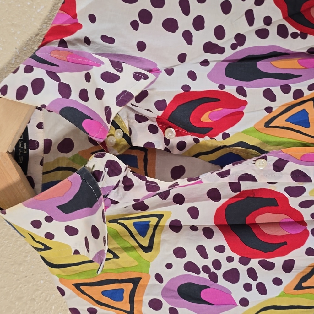 Etro Multicolor Geometric Pattern Button Down Shi… - image 3